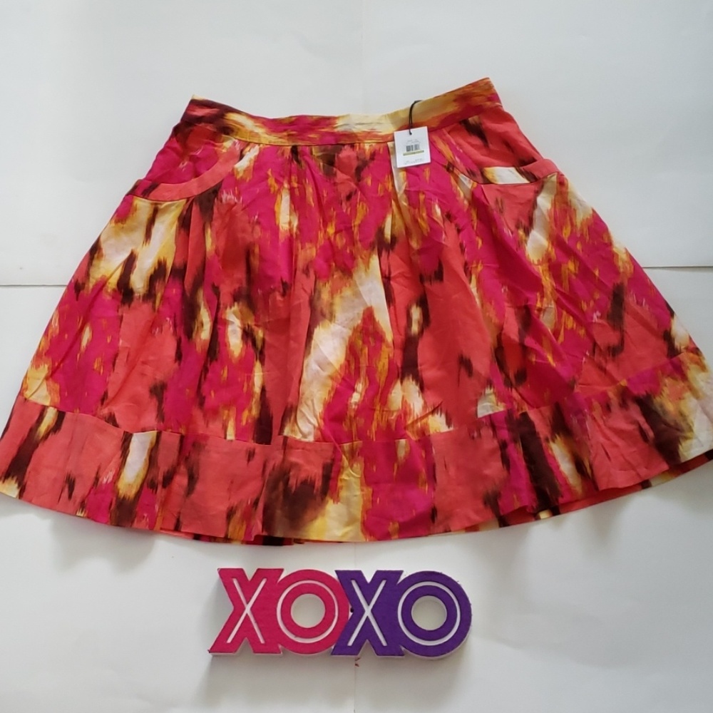 CALVIN KLEIN poppy multi color flare skirt